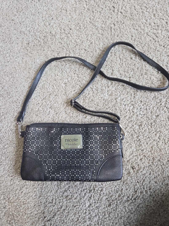Nicole by Nicole Miller Handbags - Nicole by Nicole Miller Black With Silver Crossbody Bag